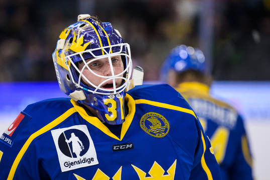 Goaltender Lars Johansson of Sweden