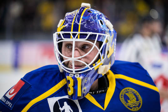 Goaltender Lars Johansson of Sweden