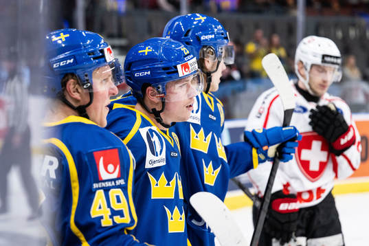 Fabian Zetterlund, Lucas Raymond and Leo Carlsson of Sweden