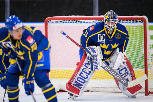 Goaltender Lars Johansson of Sweden