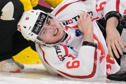 Lian Bichsel of Switzerland in pain