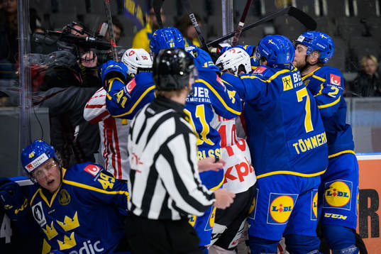 Fight between players of Sweden and Switzerland