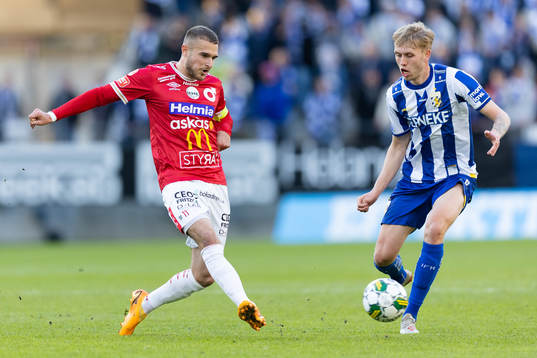 Degerfors Christos Gravius och IFK Göteborgs Elias Hagen
