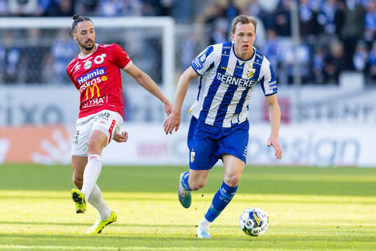 Degerfors Dijan Vukojevic och IFK Göteborgs Adam Carlén