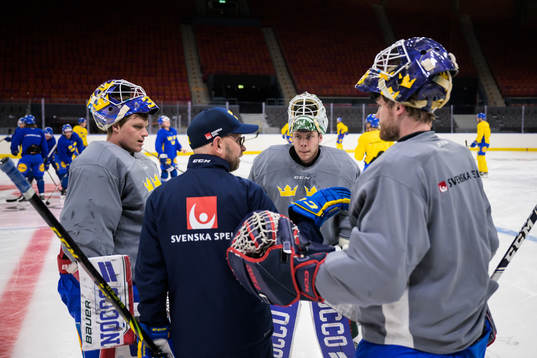 Goaltenders Lars Johansson, Jesper Wallstedt and Marcus