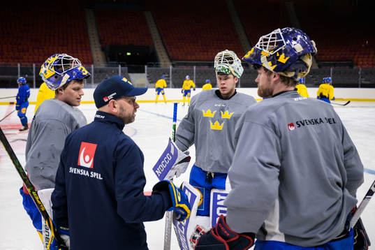 Goaltenders Lars Johansson, Jesper Wallstedt and Marcus