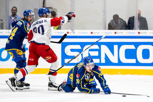 Jonathan Pudas and Jonatan Berggren of Sweden against Hynek