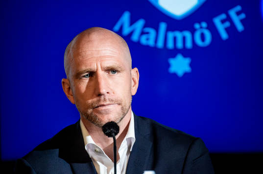 Malmö FFs tränare Henrik Rydström på en presskonferens