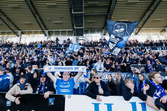 Halmstads supportrar som jublar