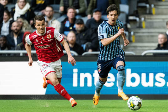 Kalmars Simon Skrabb och Djurgårdens Gustav Wikheim