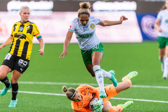 Häckens målvakt Jennifer Falk och Hammarbys Madelen Janogy