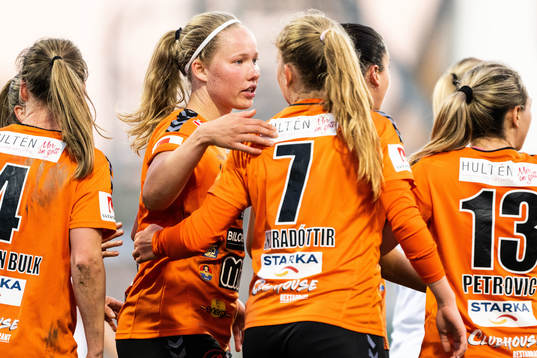Kristianstads Hlin Eiriksdottir jublar med lagkamrater