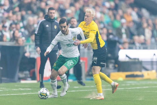 Hammarbys Adi Nalic och Mjällbys Max Fenger