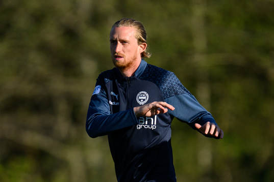 Värnamos Hampus Näsström innan fotbollsmatchen i