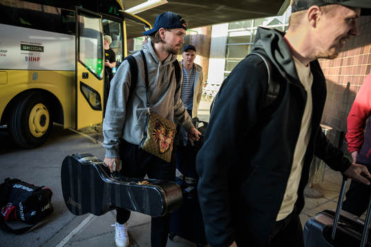 Linus Johansson of Sweden arrives to the team hotel