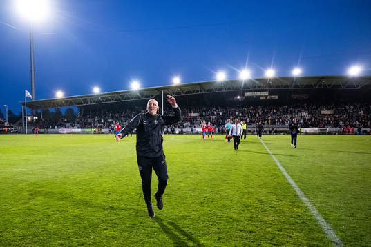 Landskronas tränare Billy Magnusson jublar