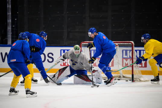 Lukas Bengtsson, goaltender Jesper Wallstedt, Patrik Nemeth