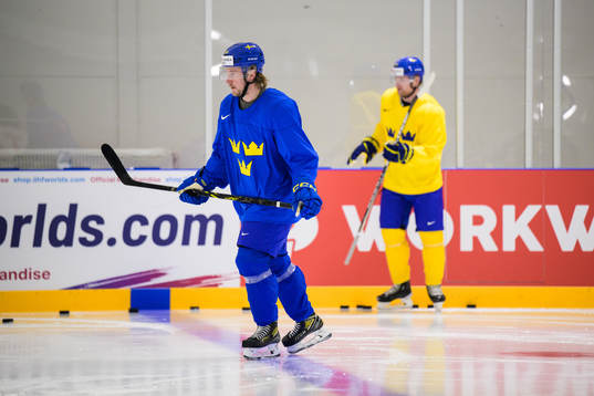 Jonathan Pudas and Carl Grundström of Sweden at a practice