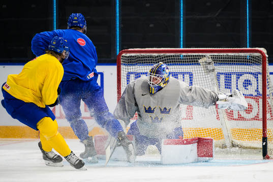 Anton Lindholm, Alexander Nylander and goaltender Lars