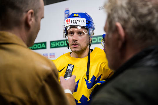 Jacob de la Rose of Sweden is being interviewed by media
