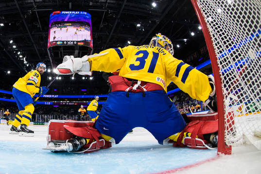 Goaltender Lars Johansson of Sweden