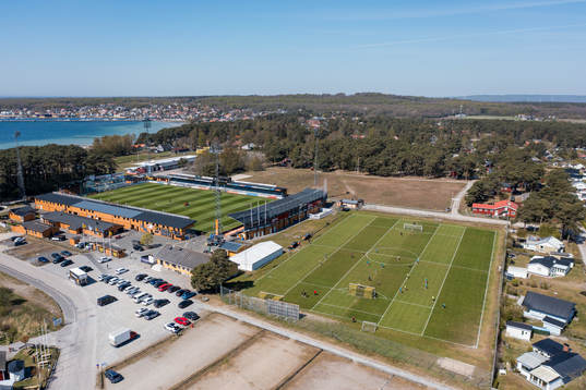 Drönarvy över Strandvallen