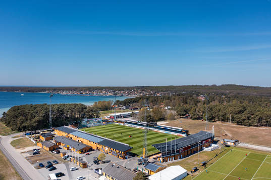 Drönarvy över Strandvallen