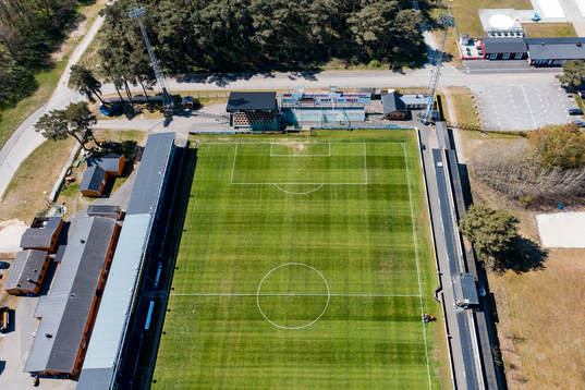 Drönarvy över Strandvallen