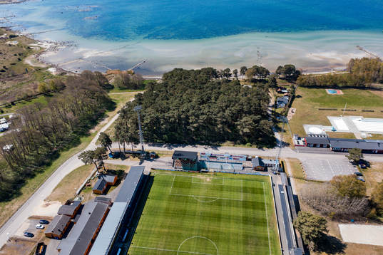Drönarvy över Strandvallen