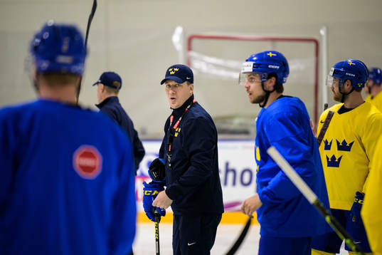 Head coach Sam Hallam of Sweden at a practice session