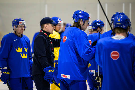 Head coach Sam Hallam of Sweden at a practice session