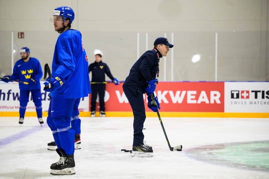 Head coach Sam Hallam of Sweden at a practice session