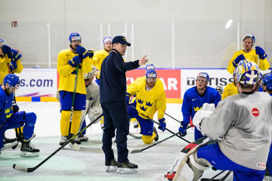 Head coach Sam Hallam of Sweden giving instructions at a