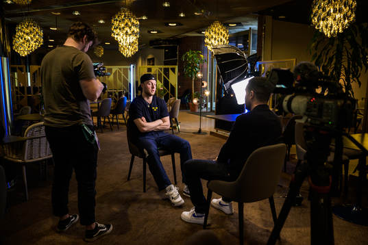 Alexander Nylander of Sweden is being interviewed by SVT at