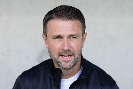 Degerfors tränare Tobias Solberg innan fotbollsmatchen i