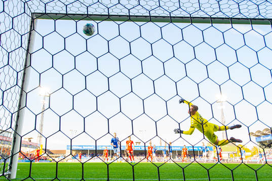 Goalkeeper Leander Øy of Sarpsborg 08 lets in the 2-1 goal