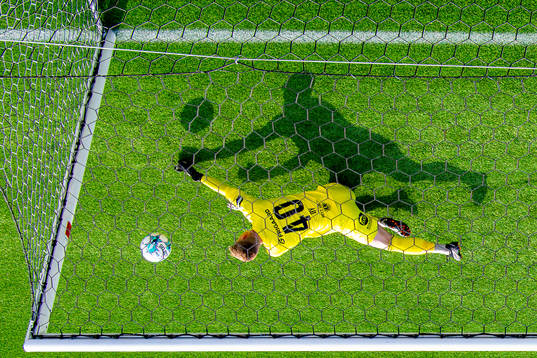 Goalkeeper Leander Øy of Sarpsborg 08 with a save