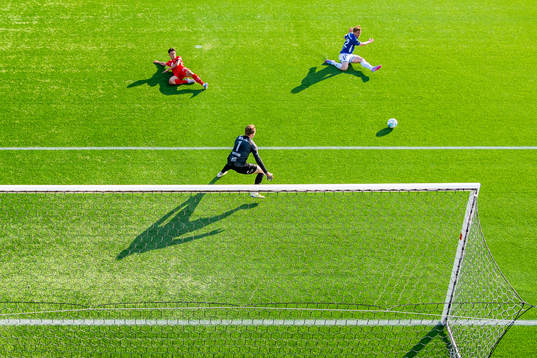 Svenn Crone and goalkeeper Mathias Dyngeland of Brann and