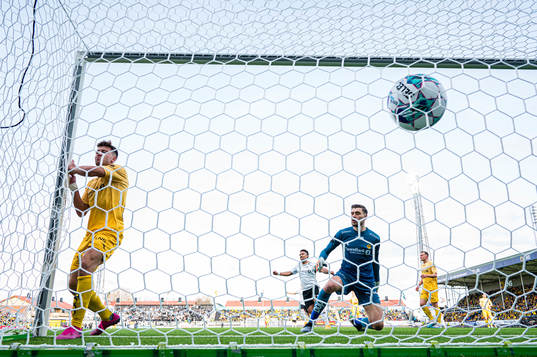 Sverre Halseth Nypan of Rosenborg (not pictured) scores the