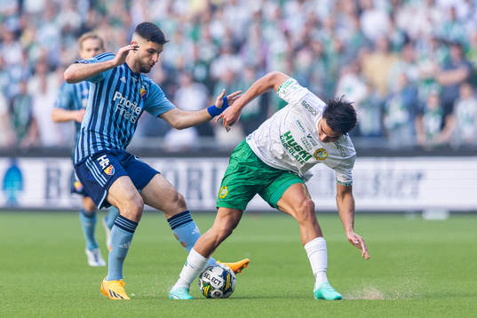 Djurgårdens Besard Sabovic och Hammarbys Jusef Erabi
