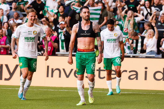 Hammarbys Fredrik Hammar och Nahir Besara jublar