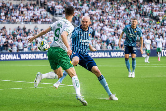 Hammarbys Adi Nalic och Djurgårdens Magnus Eriksson vid en