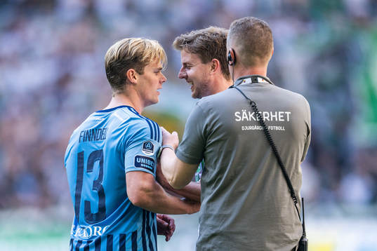 Irriterat mellan Djurgårdens Hampus Finndell och Hammarbys