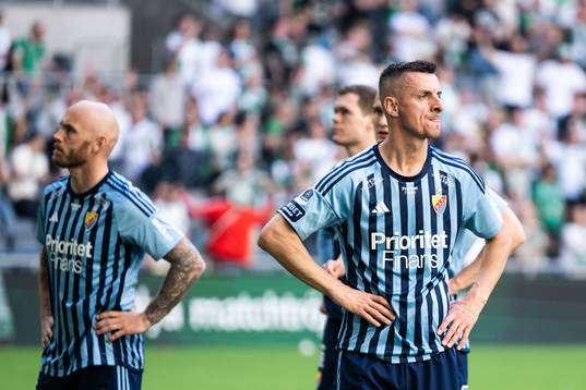 Djurgårdens Magnus Eriksson och Haris Radetinac deppar