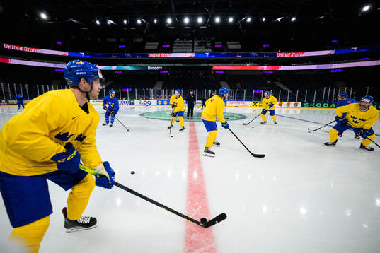 Players of Sweden at a practice session