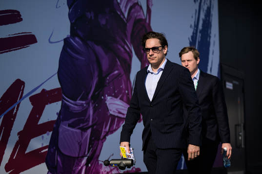André Petersson of Sweden arrives to the arena for the