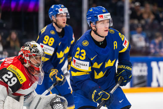 goaltender Bernhard Starkbaum of Sweden with Alexander
