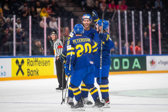 André Petersson, Patrik Nemeth and Rasmus Sandin of Sweden