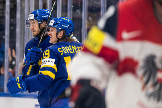 Dennis Everberg and Marcus Sörensen of Sweden celebrate