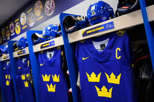 Jersey of Jakob Silfverberg in the dressing room of Sweden